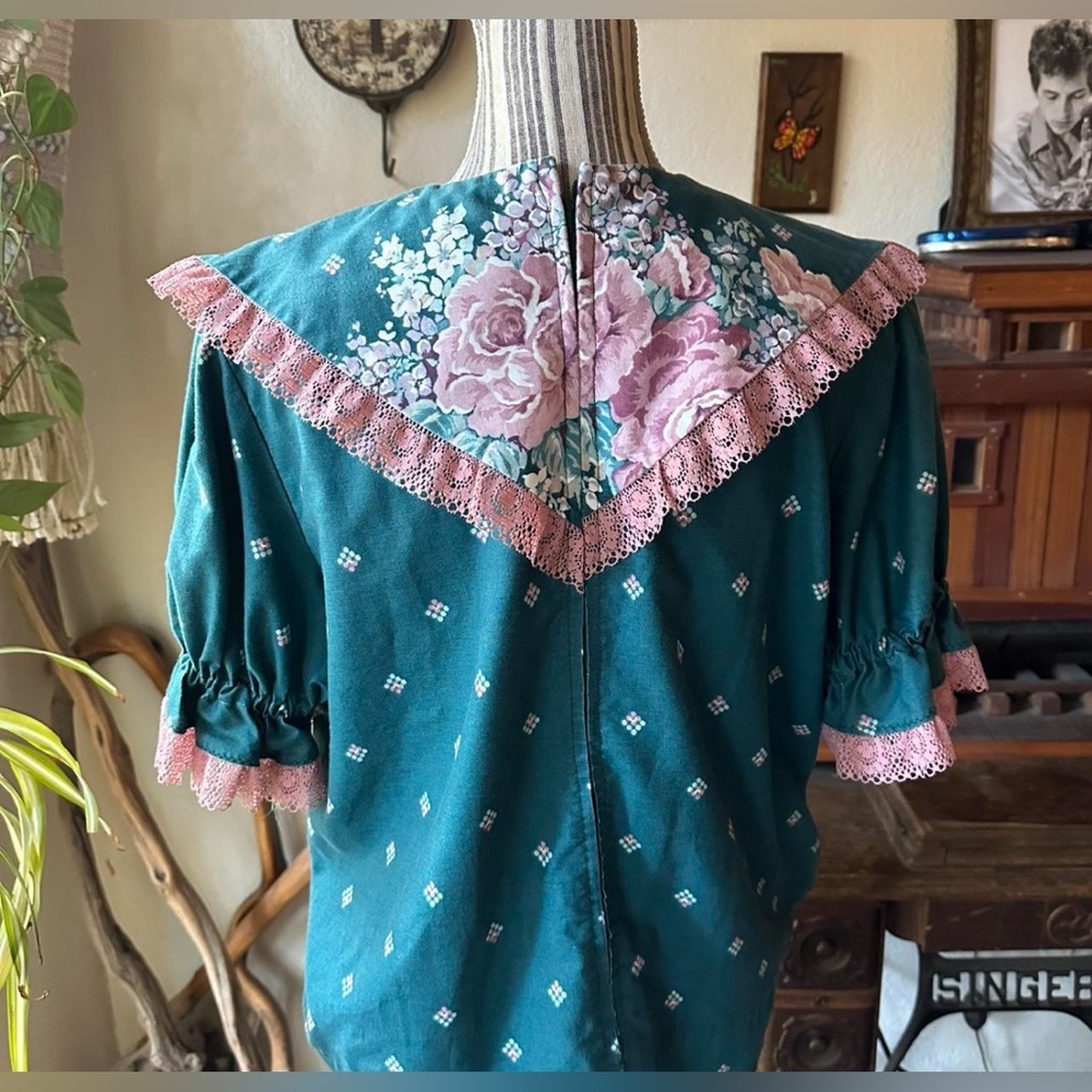 Vintage 80s Cotton Hand Made 2 Piece Western Dancing Set Size L Fit And Flare - Picture 5 of 9